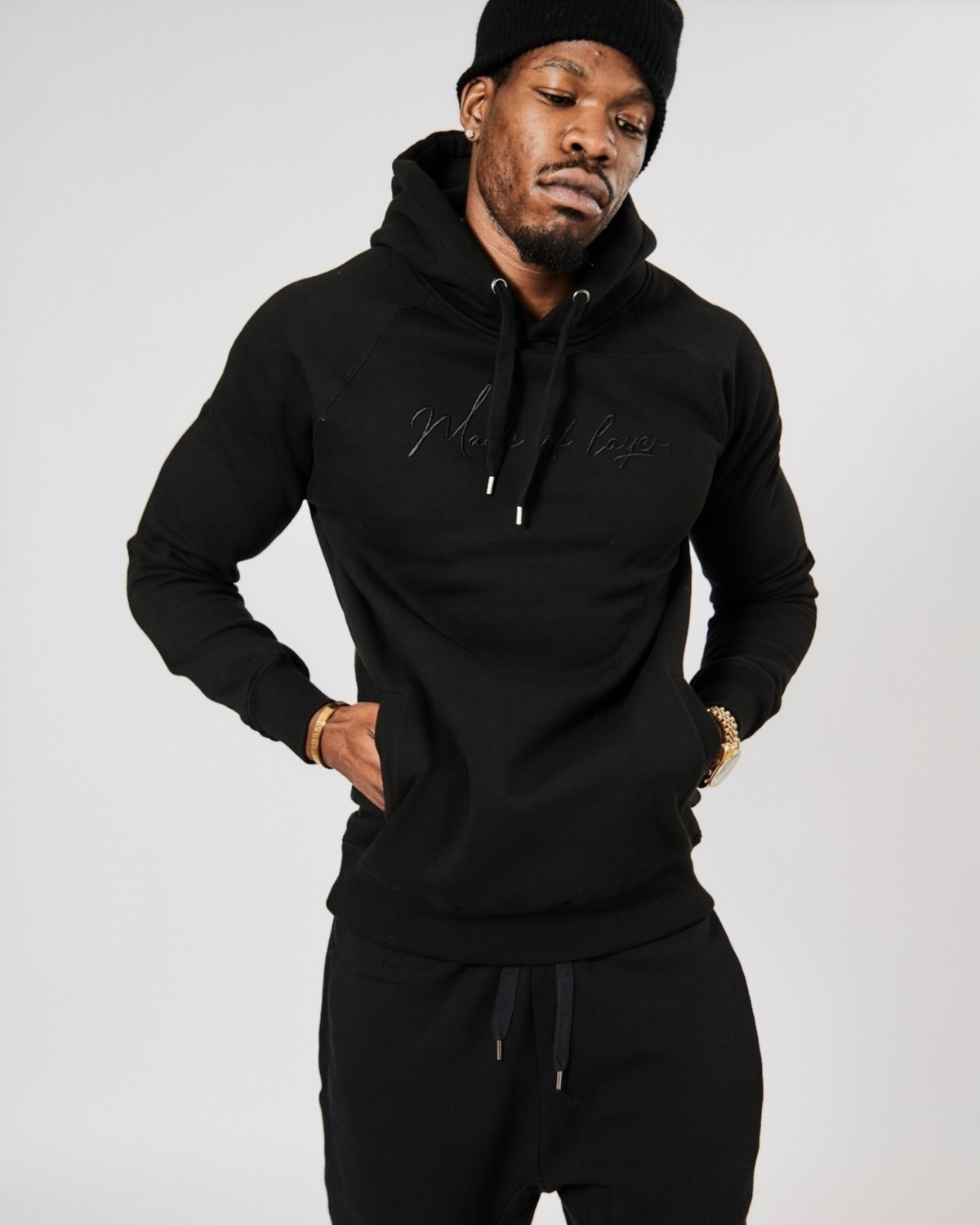 Black Embroidered Hoodie Men's Unisex Embroidered Top Logo Hoody Embroidered Logo Hood Eco Planet Fleece Hoodie Street-wear Hoodie With Logo