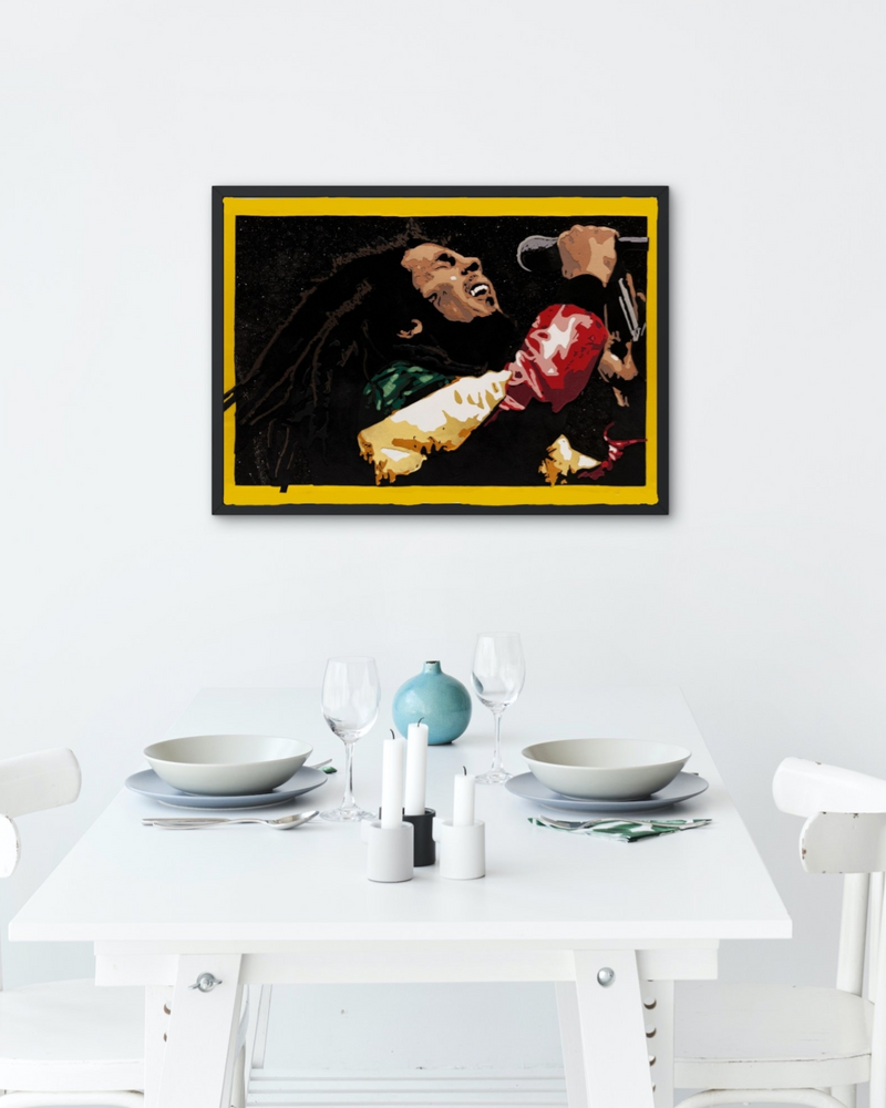 Bob Marley (Print). Stunning giclee art print on luxurious platinum etching paper. Museum-quality reproduction of the original painting.