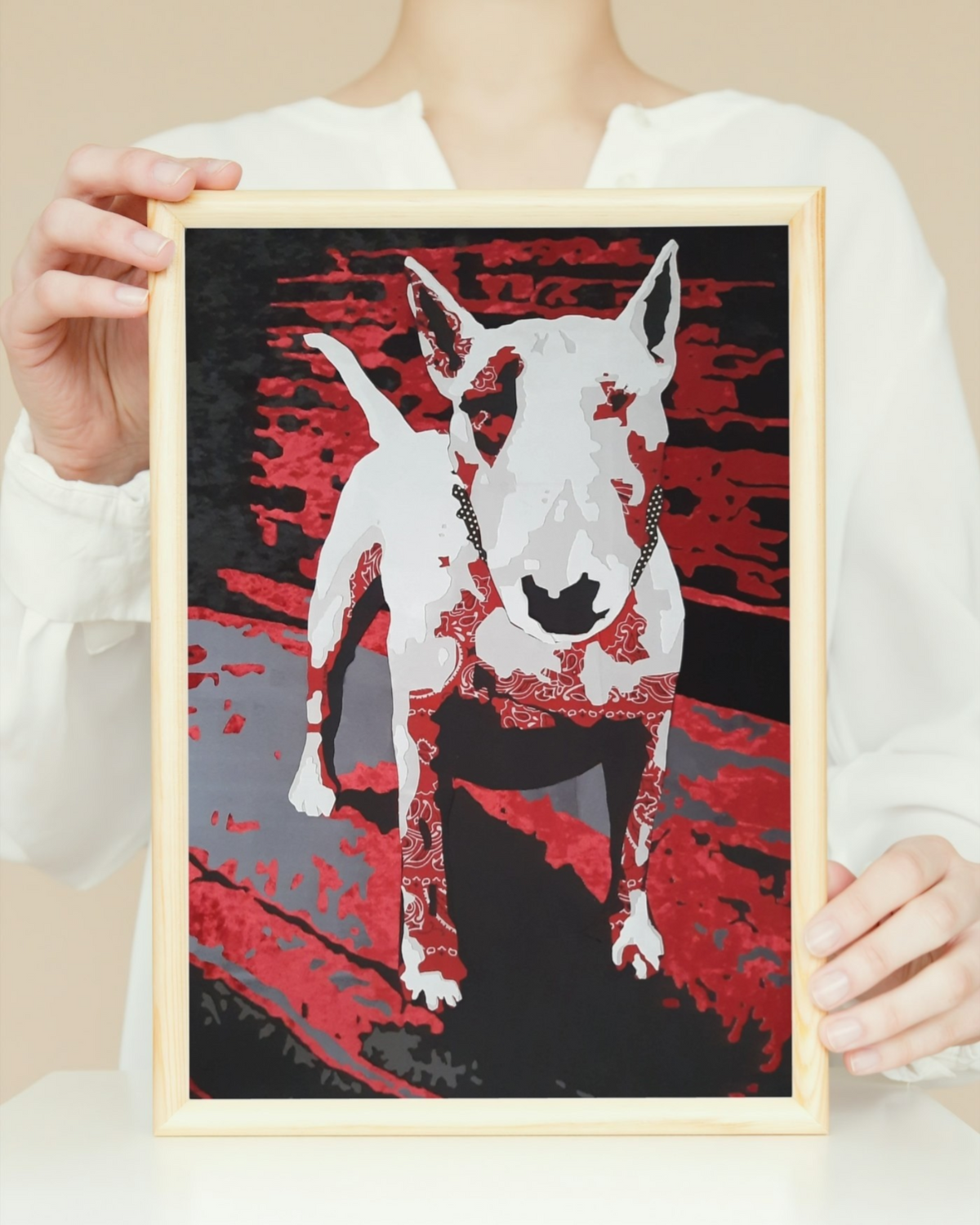 British Bull Terrier (Print) Giclee print on premium platinum etching paper brings the original painting to life.
