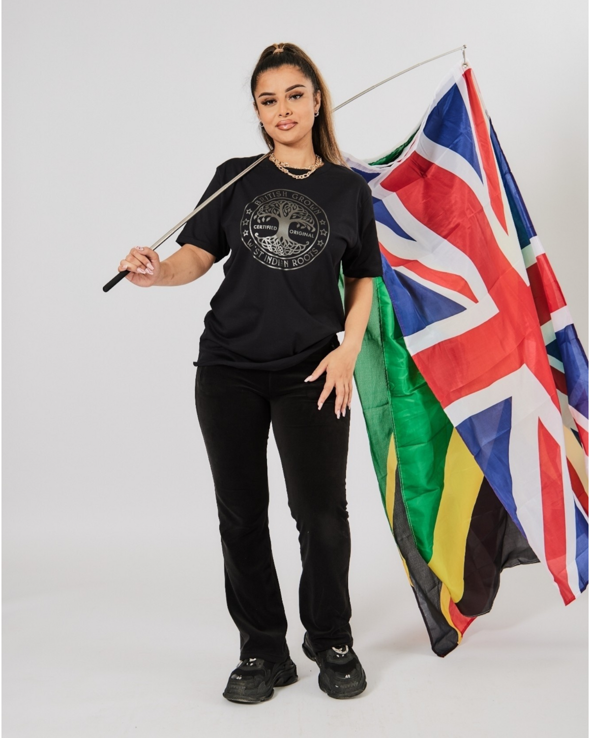 British Grown West Indian Roots Tshirt England Shirt Union Jack Caribbean Countries Flag Tree Grown and Raised Tee Unisex Regular Fit Top