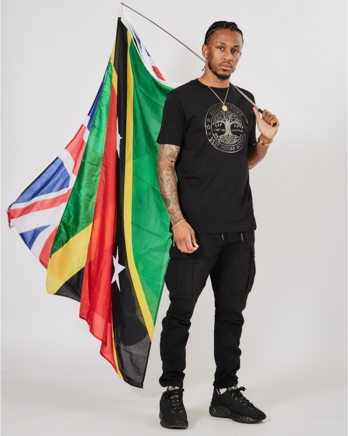 British Grown West Indian Roots Tshirt England Shirt Union Jack Caribbean Countries Flag Tree Grown and Raised Tee Unisex Regular Fit Top