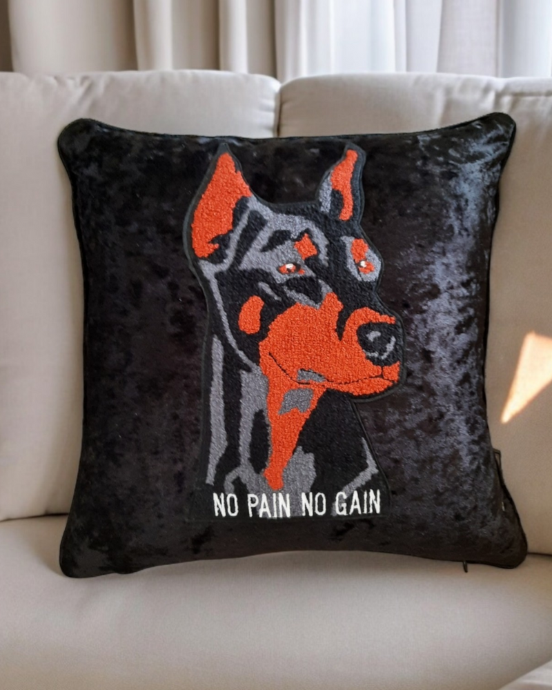 Doberman Cushion Cover Textured Dog Cushion Doberman Pinscher Pillow Pet Lover Gift Velvet Cushion Cover Handmade Dog Pillow For Living room