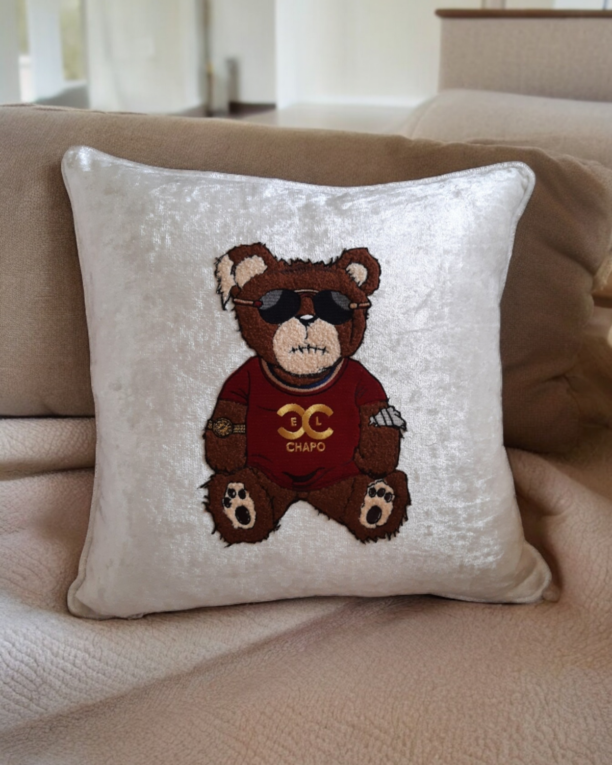 El Chapo Bear Cushion Cover Brown Bear Velvet Pillowcase Daddy Bear Papa Bear Grandpa Bear Gift For Him Textured Bear Home Decor Bedroom