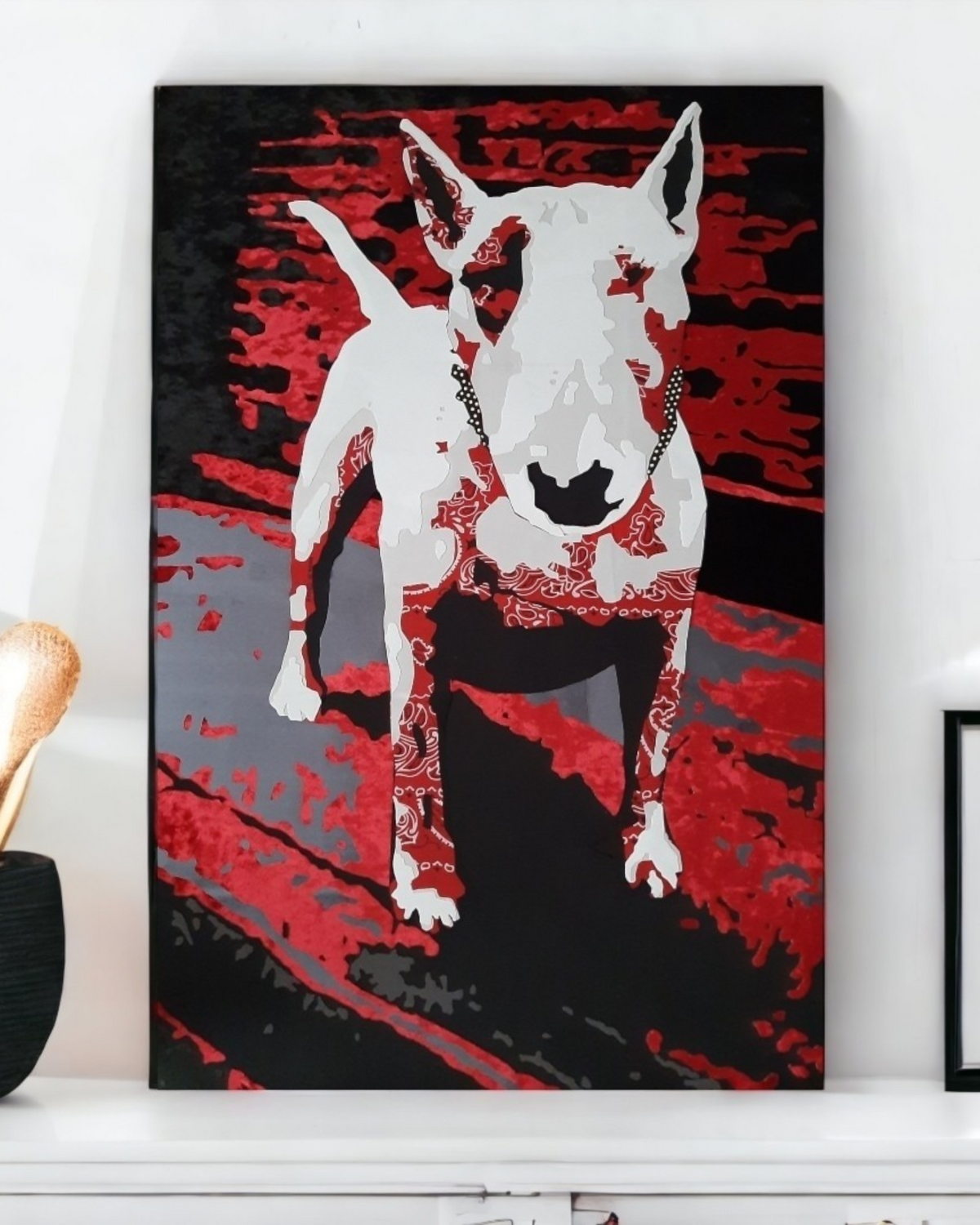 English Bull Terrier Wall Art Dog Lovers Home Decor Pet Gift Dog Art Dog Wall Art Dog lover Gift For Him Pet Dog Textile Fabric Artwork