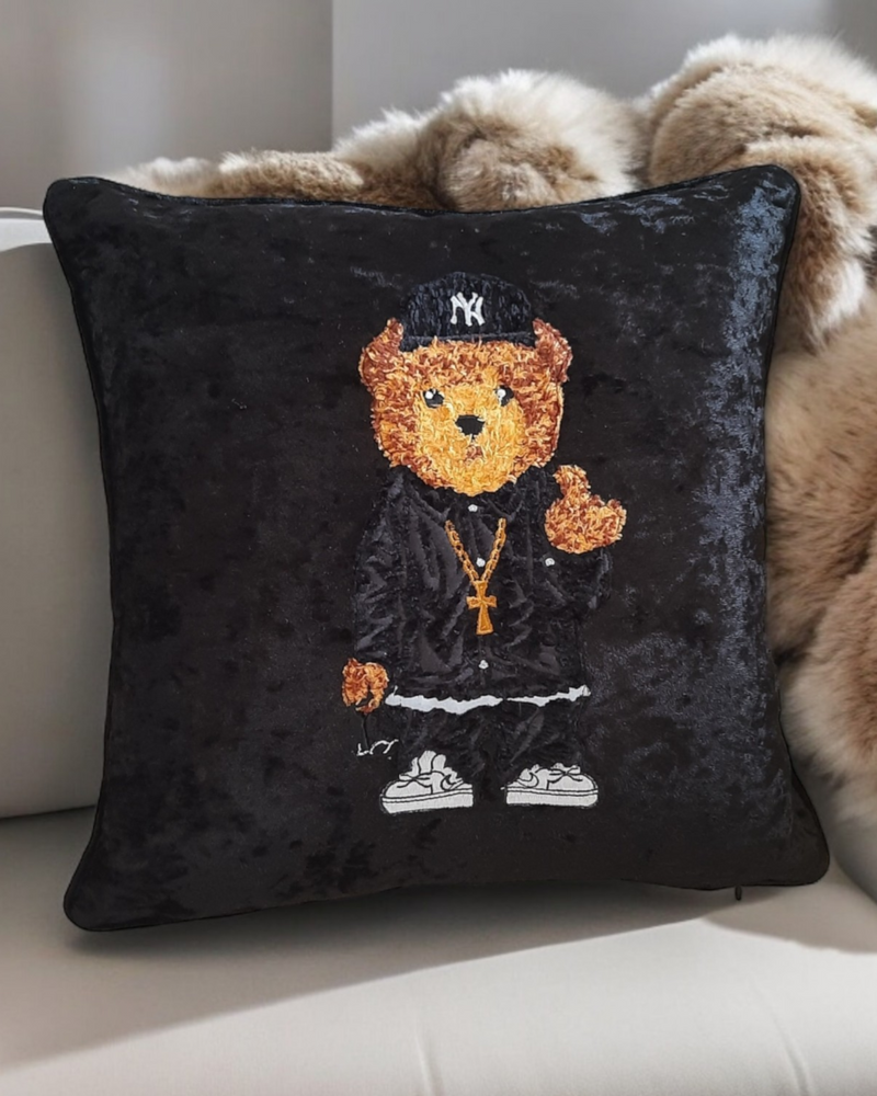 Bear Cushion Cover Textured Bear Cushion For Living Room Bear Pillow For Bedroom Velvet Decorative Cushion Fathers Day Cushion NYC Gift