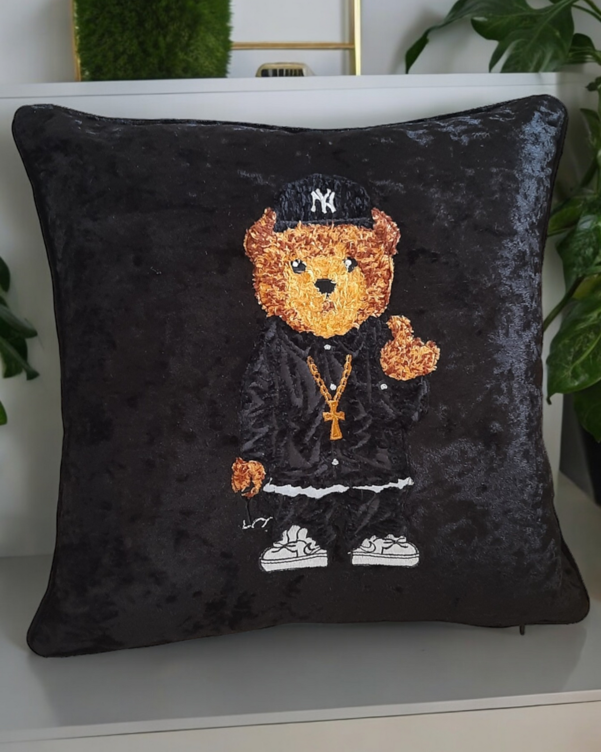 Bear Cushion Cover Textured Bear Cushion For Living Room Bear Pillow For Bedroom Velvet Decorative Cushion Fathers Day Cushion NYC Gift