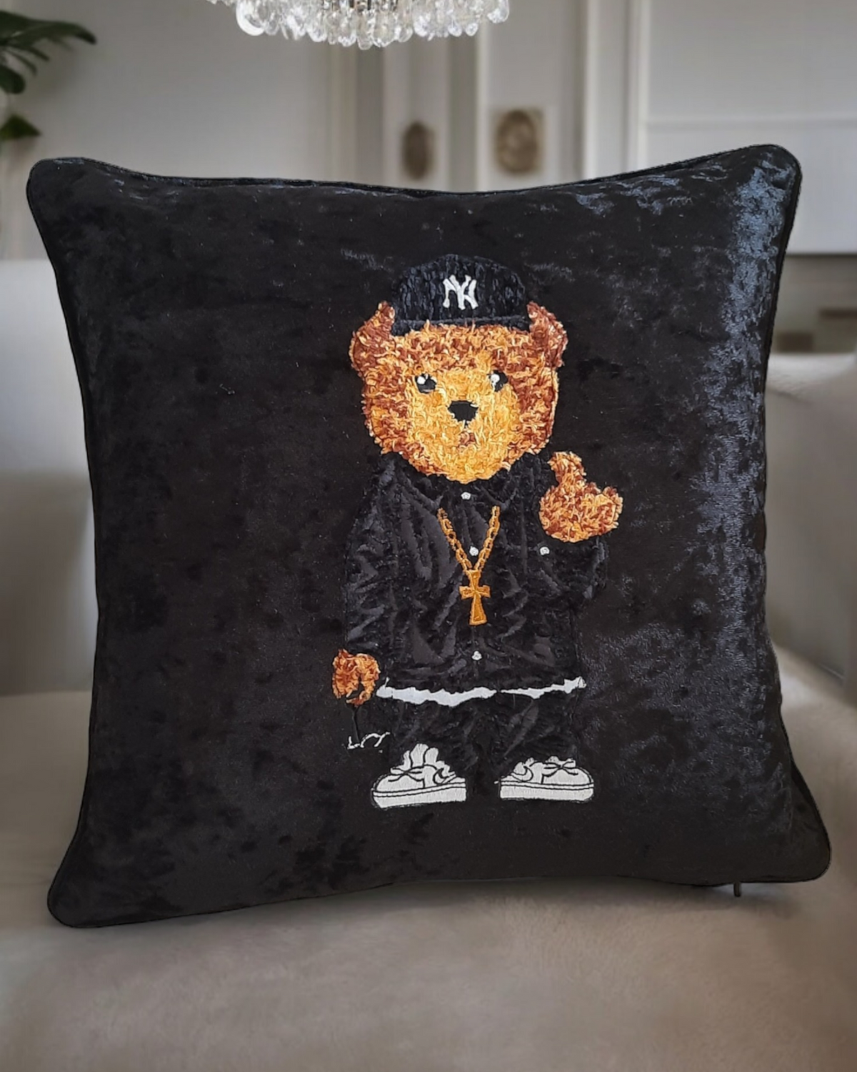 Bear Cushion Cover Textured Bear Cushion For Living Room Bear Pillow For Bedroom Velvet Decorative Cushion Fathers Day Cushion NYC Gift